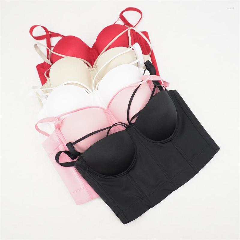 

Women's Tanks Bodice Summer Top Sleeveless Short Sexy Female Push Up Crop Women Harajuku Off Shoulder Solid Camis With Built In Bra, Black