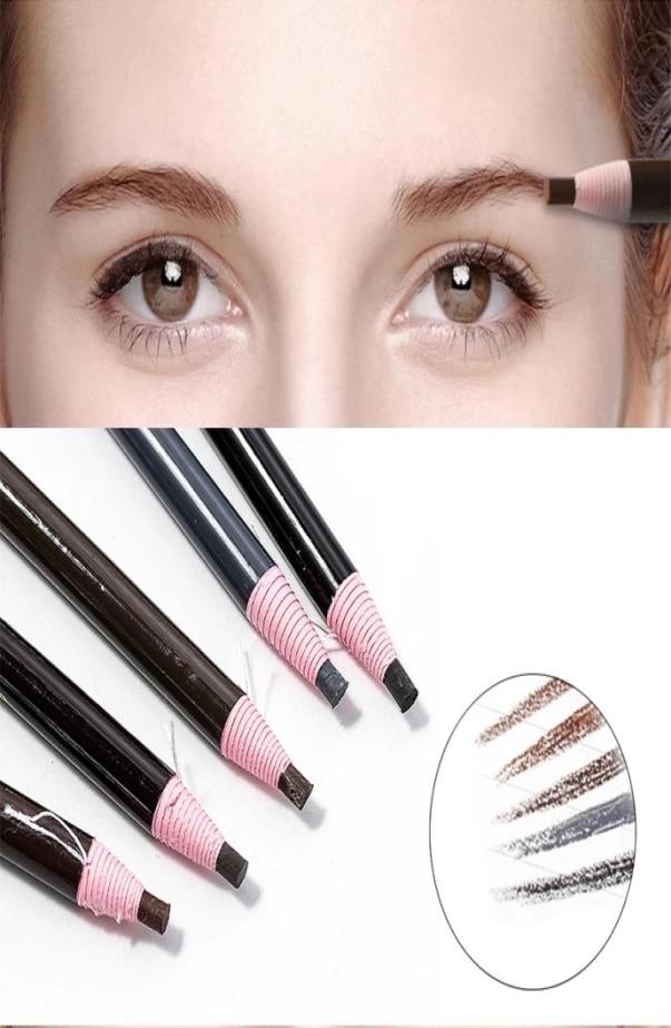 

6 Colors Eyebrow Pencil Waterproof Microblading Pen Longlasting Eyebrow Enhancer Easy Wear Eye Brow Tint dye Makeup Tools1650756, Black