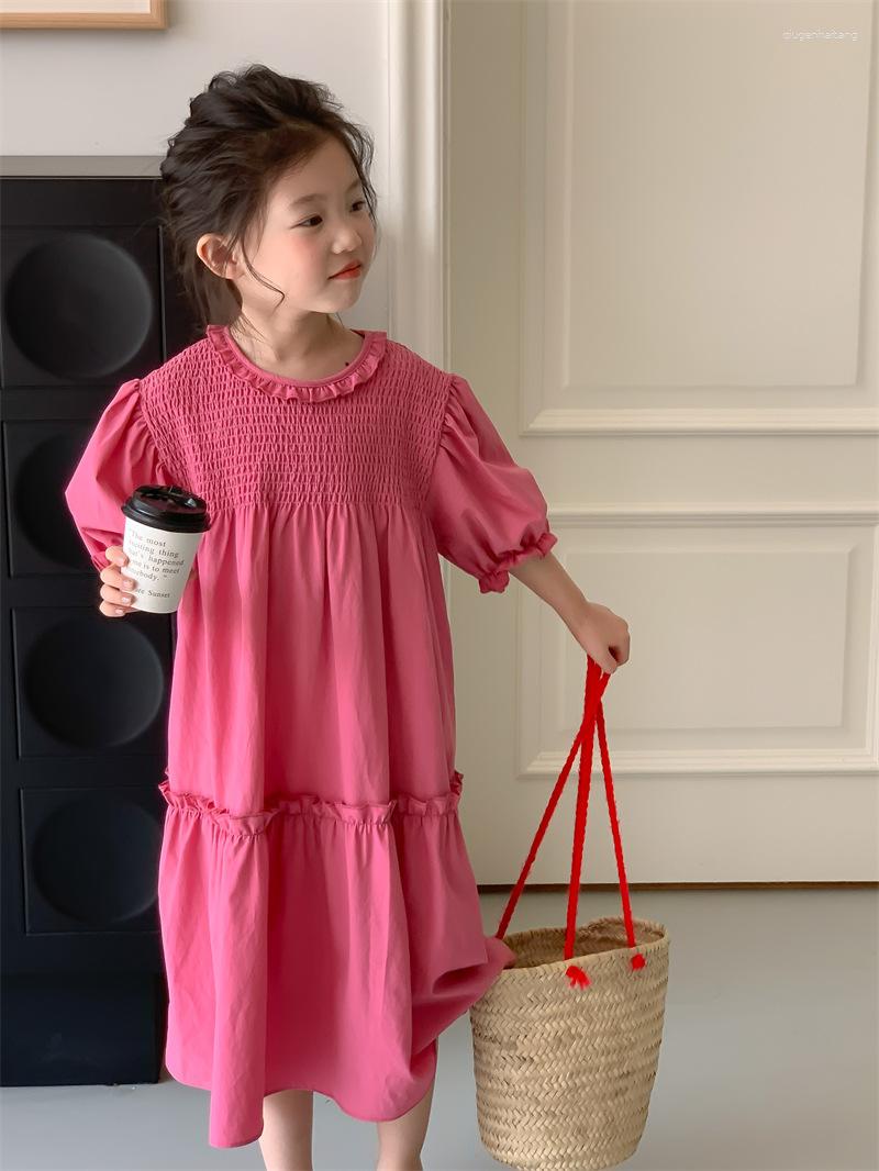 

Girl Dresses Girls' Dress 2023 Summer Korean Skirt Children's Puff Sleeve Princess Boutique Clothing Simple Style