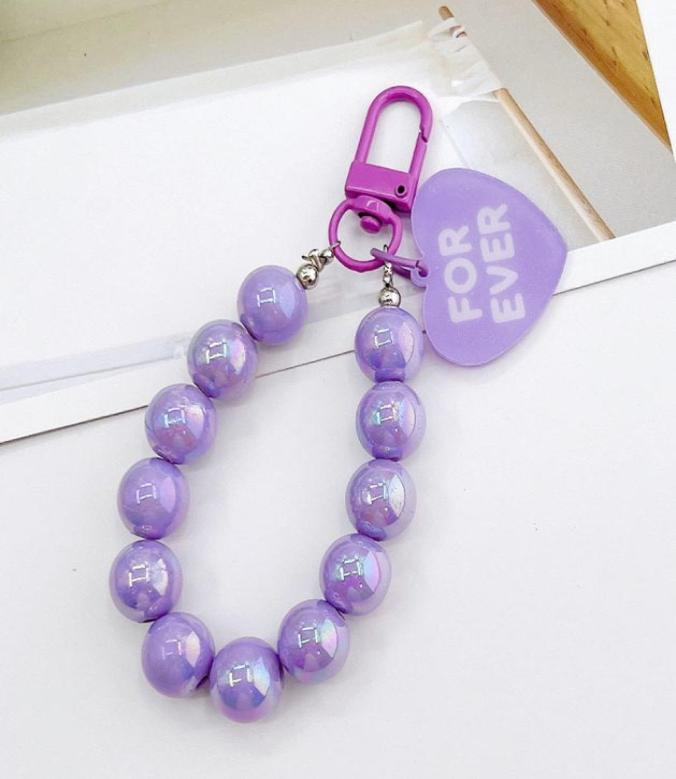 

Kids Candy Color Beads Love Heart Jewelry Keychain Phone Key Ring Charm Kids Gifts9867218, Dark blue