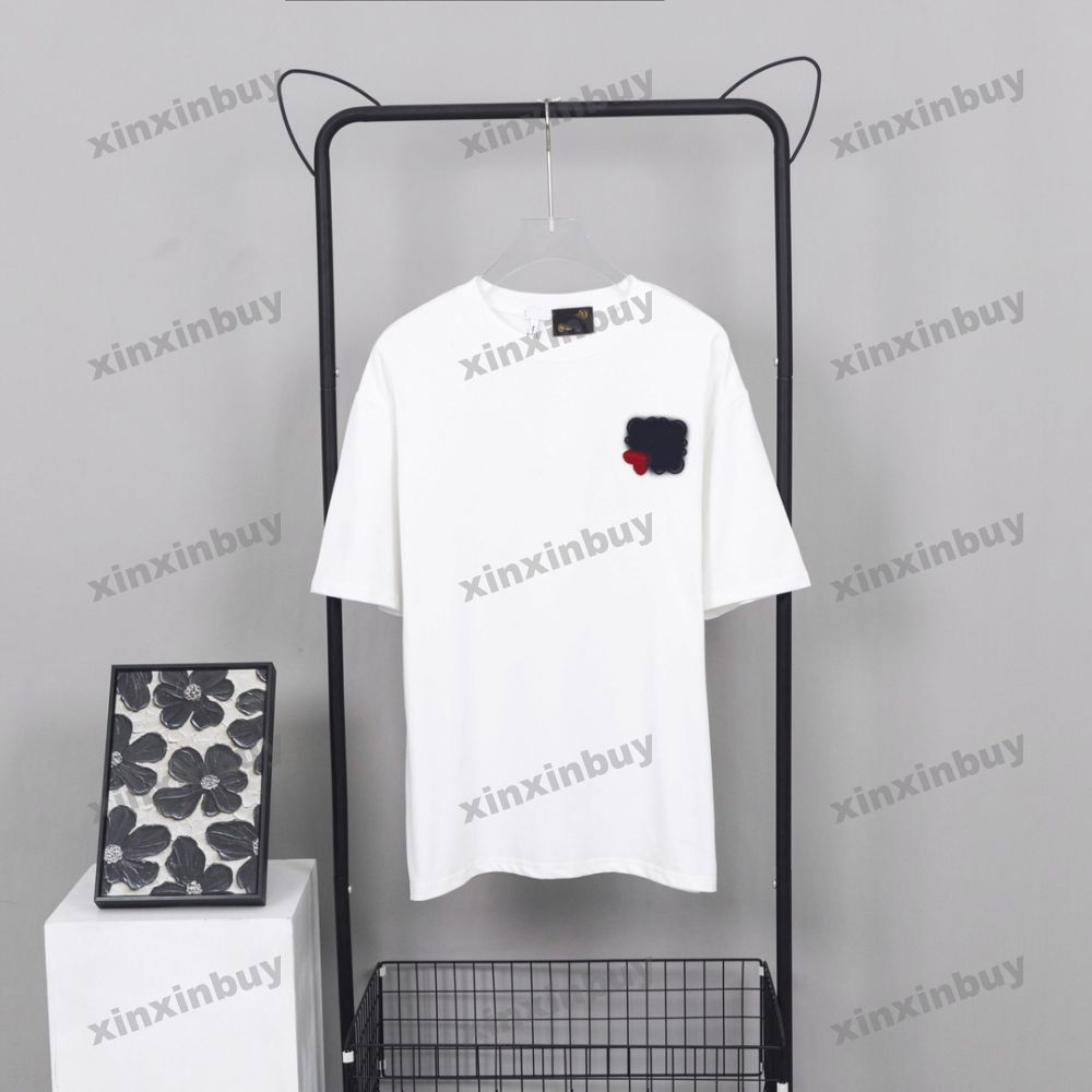 

xinxinbuy Men designer Tee t shirt 23ss love Leather label pocket polo short sleeve cotton women yellow black white S-2XL