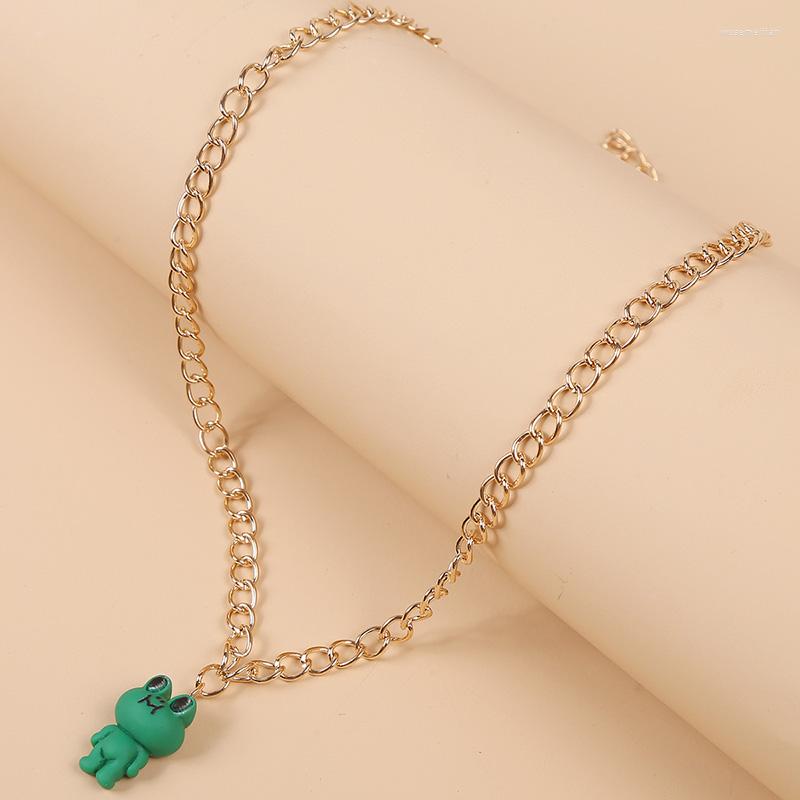 

Pendant Necklaces Trendy Gold Color Metal Link Chain For Women Girls Cute Cartoons Frog Animal Pendants Necklace Party Jewelry Gifts