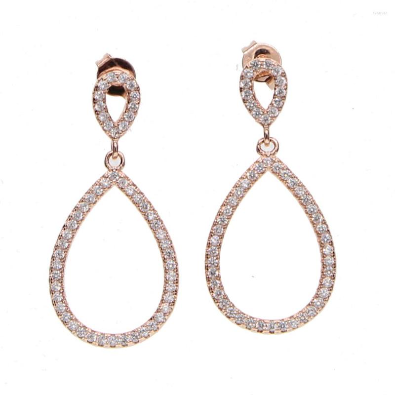 

Dangle Earrings Top Quality Jewelry Factory Wholesale Big Tear Drop Outline Hollow Water Micro Pave CZ Zirconia Fashion Earring