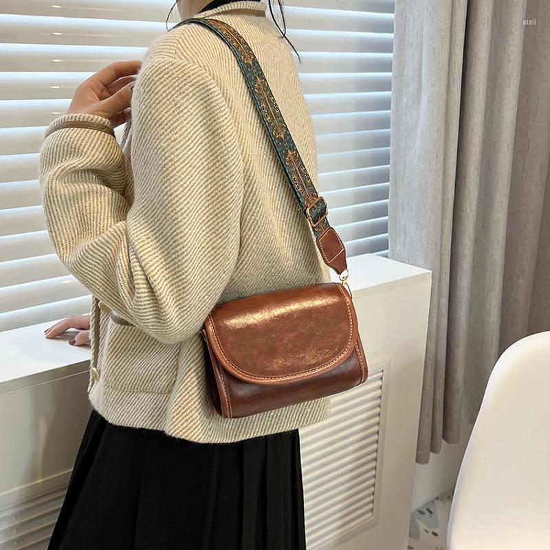 

Evening Bags Ladies Fashion Crossbody For Women High Capacity Flap Shoulder Bag Small PU Leather Messenger Wide Strap Handbag Purse, Brown