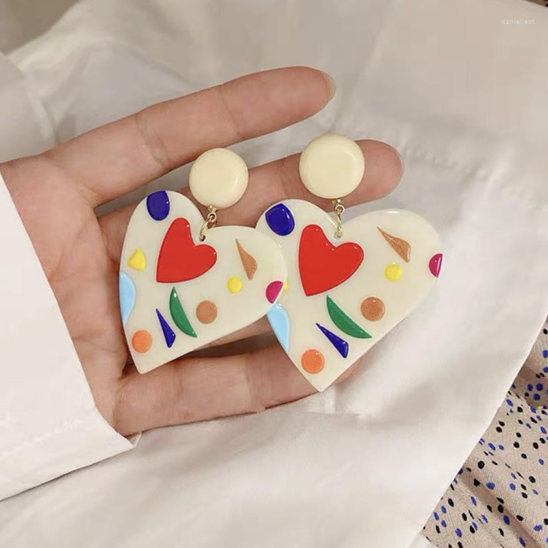 

Dangle Earrings Heart For Women Fashion Statement Wedding Geometric Bohemian Vintage Acrylic Trend Party Jewelry Gift