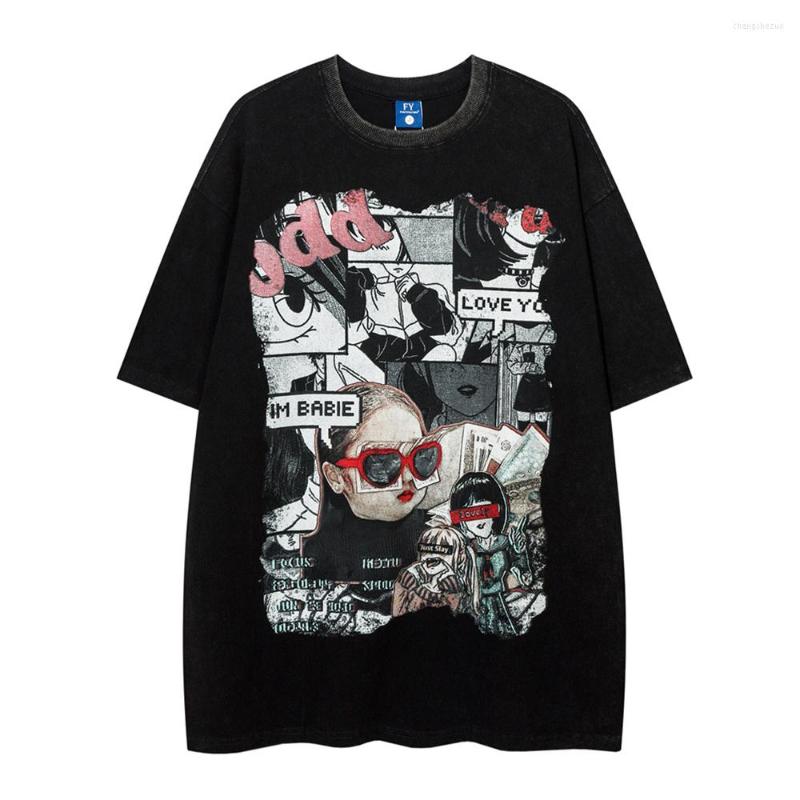 

Men' T Shirts Printed Wash Cotton Hip Hop T-shirt Men Women Summer Oversized Men' Tshirts Streetwear Clothes Male Top, Grey
