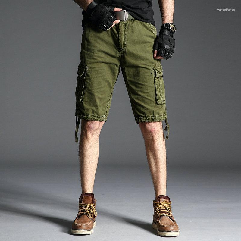 

Men's Shorts 20232023Ready StockOutdoor Cargo Men Cotton Casual Summer Mens Multi-pocket Solid Bermuda Men's, Coffee