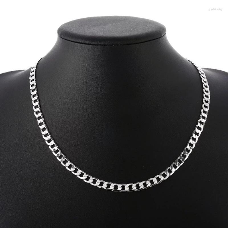 

Choker Fashion Silver Plated 22 Inch 6mm Side Chain Necklace Suitable For Men And Women Charm Jewelry Anniversary Gift