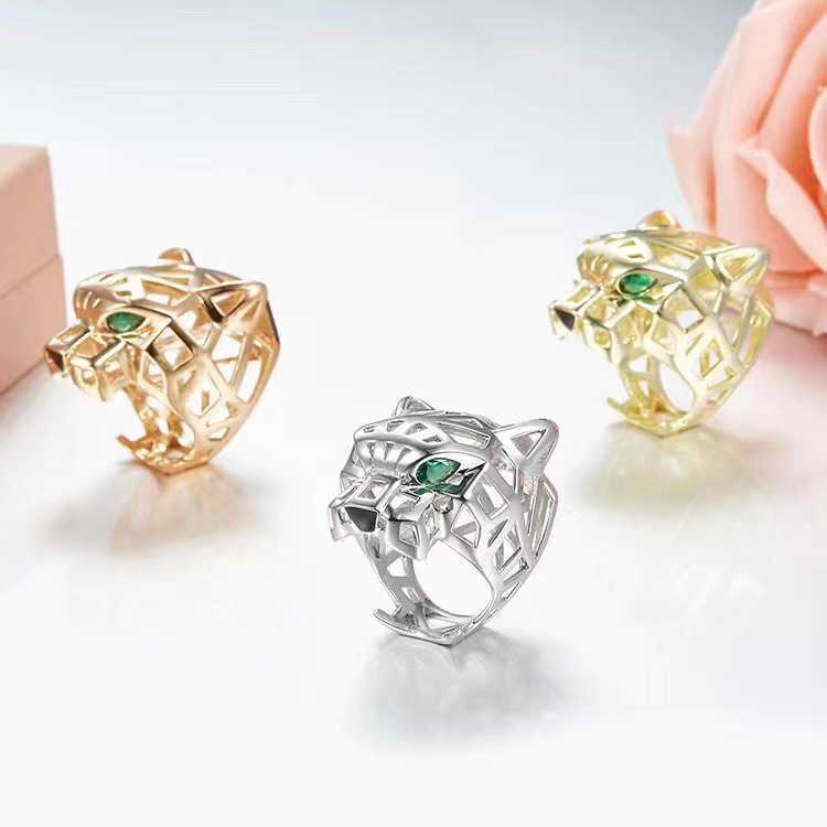 

high-quality JXJ. S925 Sterling Silver Cartisu Big Leopard Head Ring for Women Fashion Exaggerated Personality