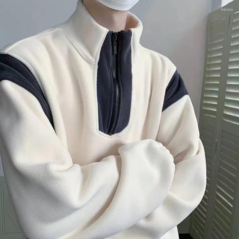 

Women's Hoodies Deeptown Harajuku Women Sweatshirt Gothic Half Zipper Hoodie Oversize Couple Pullover Chic Casual Men Fleece Coat Korean, Beige