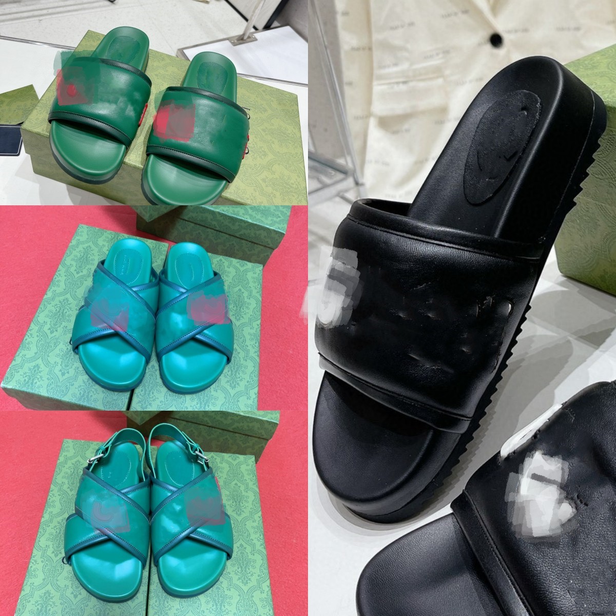 

Designer Slippers Women Men G Double Sandal Thick Bottom Wedge Slides Mule Cowhide Sandal Cross Strap Slingback LOGO Shoes platform Flip Flops Interlocking G Slider, Cfgu627-7