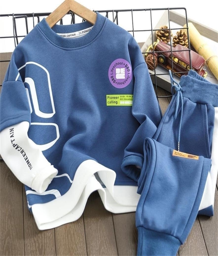 

spring fall Children Boy039s Clothing Set Teen Outfits Kids Boys Tracksuit Sportwear clothes Suit 4 6 8 10 12 14Years 2202186296100, Navy blue