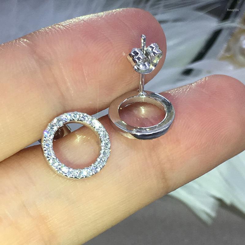 

Stud Earrings 2023 Fashion Versatile Dazzling Circle With Crystal Cubic Zirconia Minimalist For Teens Women's Jewelry