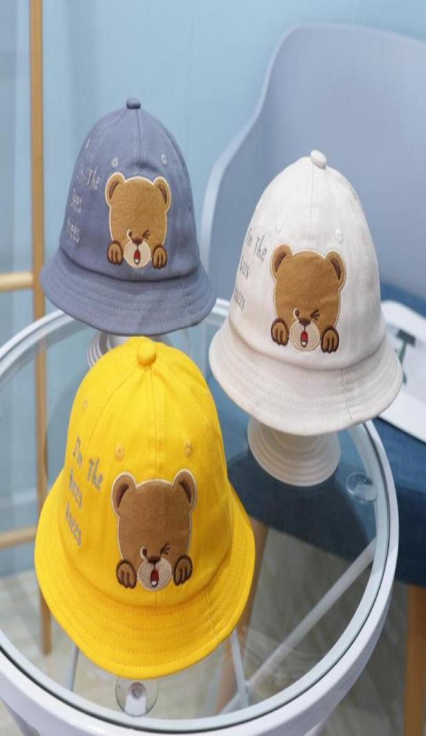 

Caps Hats Summer Baby Sun Hat Cute Cartoon Bear Boys Girls Bucket Toddler Kids Beach Fisherman Children4815476, Black