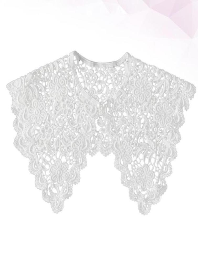 

1Pc Shawl Hollow Out Lace Floral Fake Collar For Lady Vest Tank Dress Shirt White Bow Ties8404728