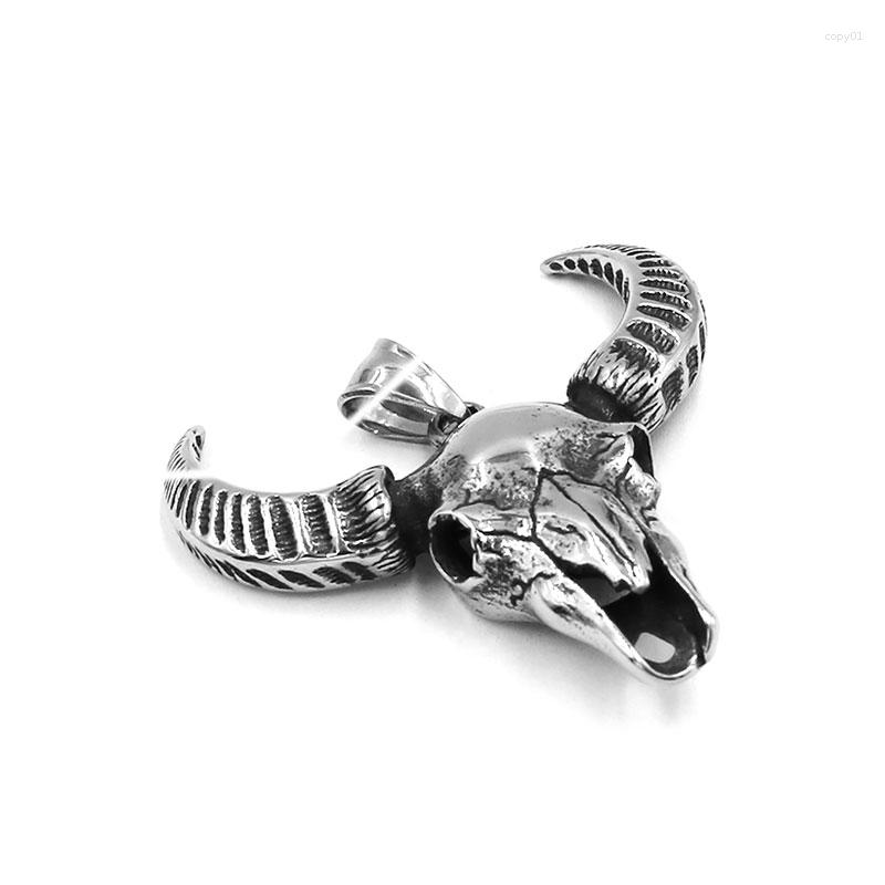 

Pendant Necklaces Fashion Bull Stainless Steel Jewelry Animal Head Biker Mens Women For Gift 569B