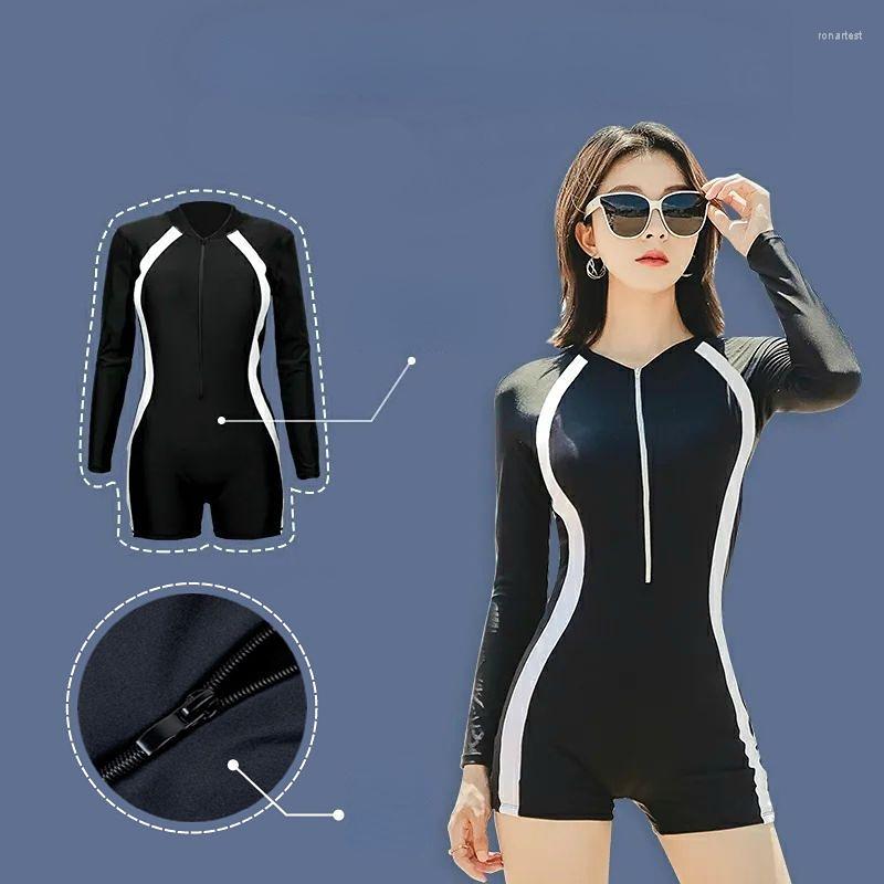 

Women's Swimwear One Piece Swimsuit Female Conservative Flat Angle Cover Belly Bikini Swimsuits Sunscreen Long-sleeved Professional A178, 9370-1