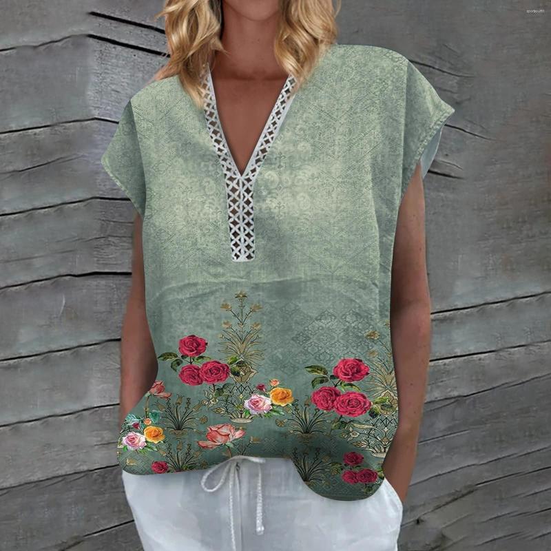 

Women' Blouses Vintage Tops Women Blouse Cotton Linen Summer V Neck Chic Tunic Hallow Lace Patchwork Oversized Lady Floral Blusas Mujer, 2-white