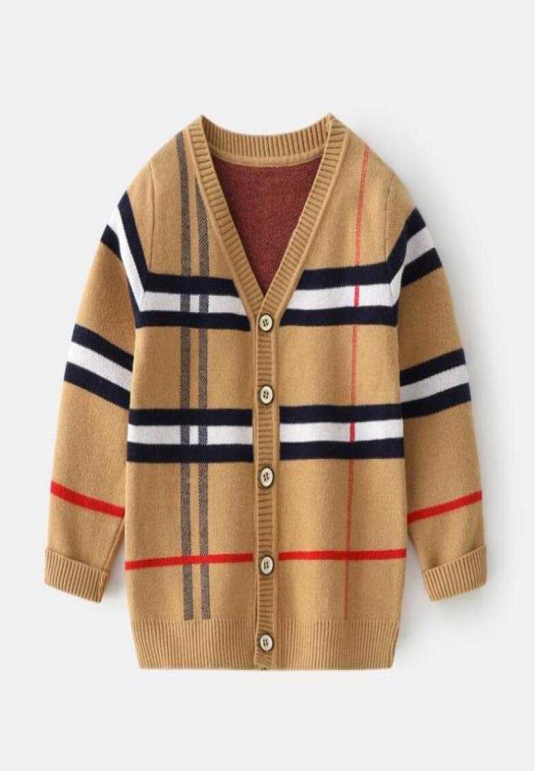 

Spring autumn Warm Wool Boys Sweaters branded Plaid Children Knitwear Cotton Pullover Sweater 27y Fashion Outerwear4791553, Beige