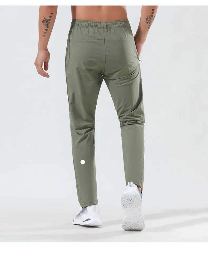 

LL-118 Yoga Men Jogger Long Pants Sport Quick Dry Drawstring Gym Zipper Pockets Sweatpants Trousers Man Pant Casual Elastic Waist Fitness 23ss, Black
