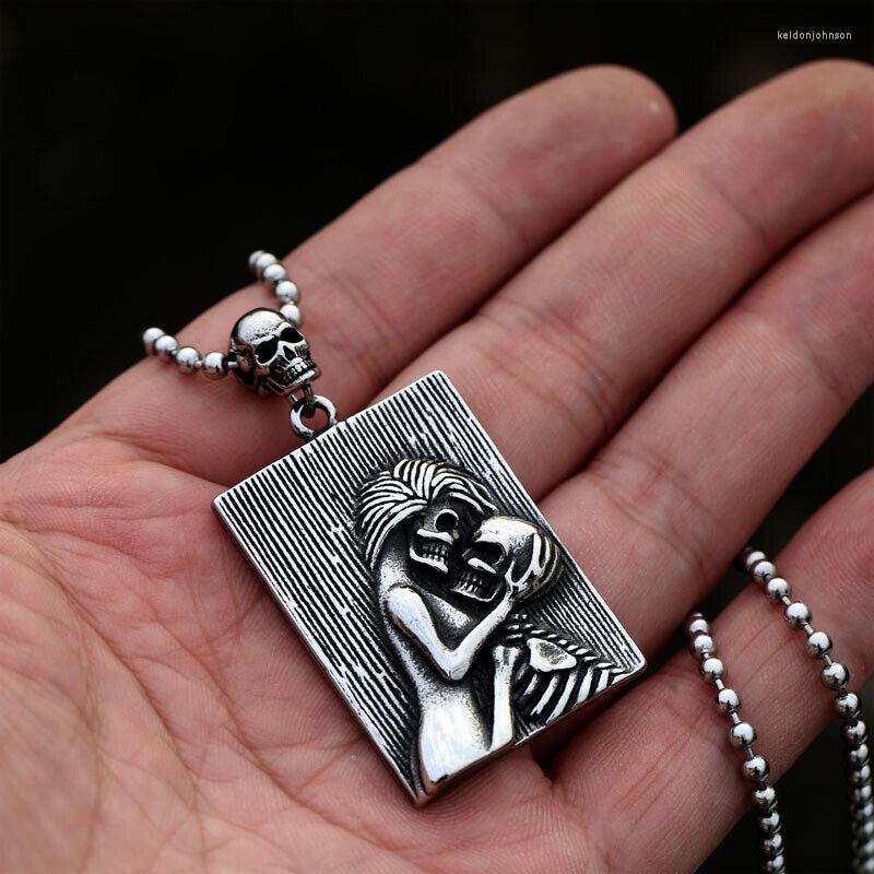

Pendant Necklaces European And American Men Personality Motorcycle Skull Necklace Stainless Steel