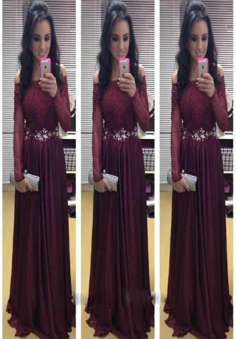 

Maroon Off The Shoulder Evening Dresses With Long Sleeves A Line Lace Satin Formal Prom Gowns Custom Made Cheap4206599, Royal blue
