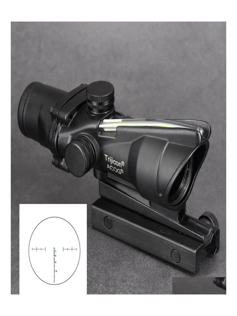 

Hunting Scopes Tactical Acog 4X32 Fiber Prism Red Dot Optics Scope 20Mm Weaver Picatinny Rail Mount Base Shooting Airsoft Riflesco8773595