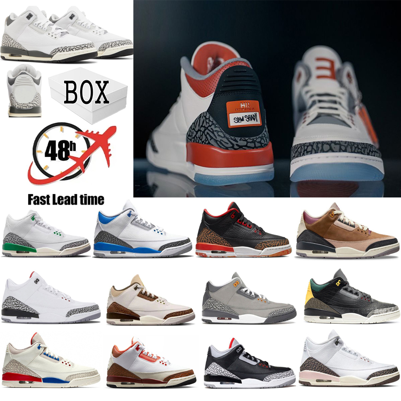 

With Box New Jumpman 3 3s Basketball Shoes Hide N Sneak (GS) Wizards Palomino Mars Stone White Cement Lucky Green Muslin Dark Iris Neapolitan Sneakers Men Women Eur 36-47, Color #26
