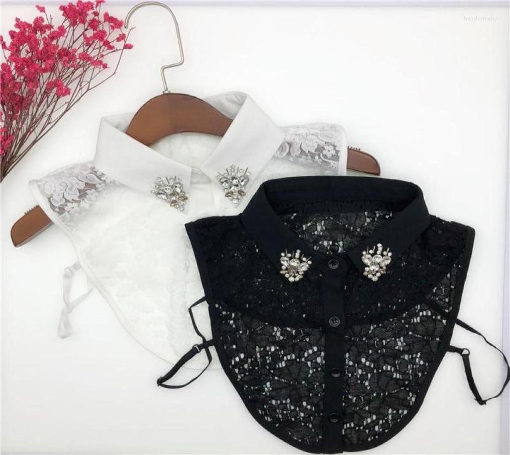 

Bow Ties Linbaiway Korean Style Shirt Fake Collar For Women Detachable Collars Lapel Blouse Top Handmade Beads Accessory3453332