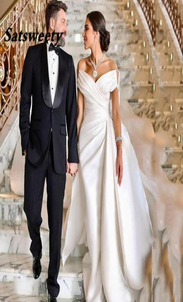 

Princess Wedding Dress With Long Train Satin Mermaid Bride Dresses Off The Shoulder Bridal Party Gowns4458356, Black