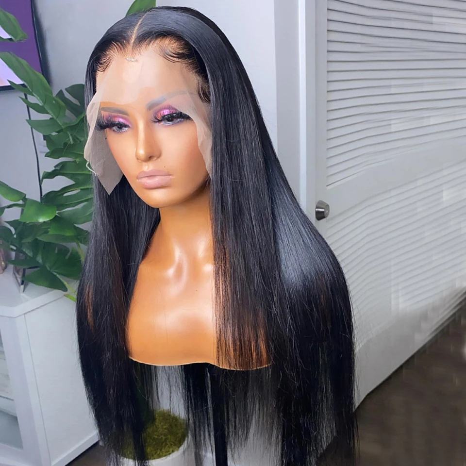 

New Product Bone Straight Human Hair Wigs for Women HD Lace Frontal Wig Human Hair Natural 26 Inch 13x1 Transparent Lace Front Wig, Natural color