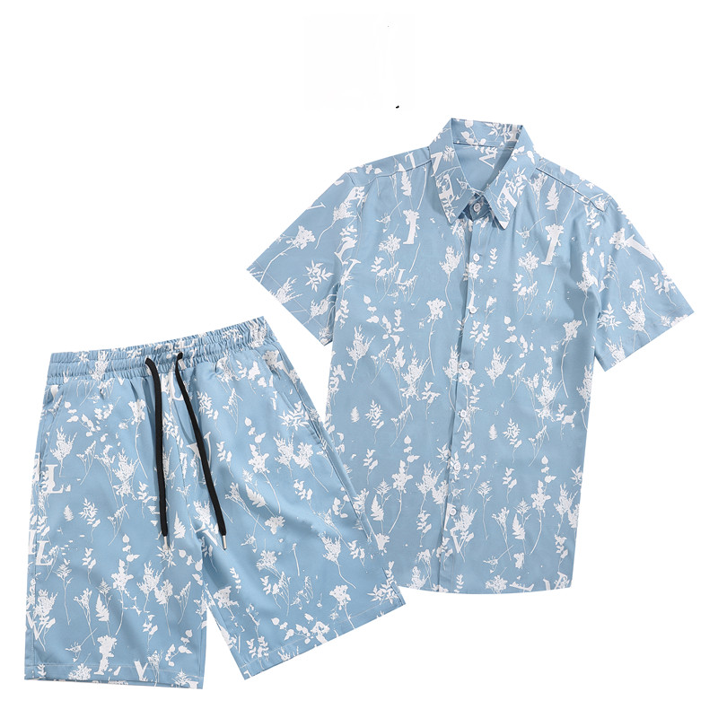 

23 summer fashion Mens Tracksuits Hawaii beach pants set designer shirts Floral leisure shirt man slim fit the board of directors short sleeve short beachs