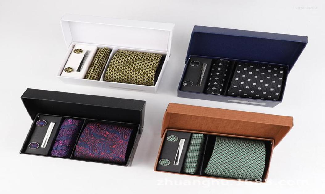 

Bow Ties Fashion Silk For Men Groom Wedding Necktie Red Blue Black Color Pocket Square TieClips Cufflinks 4pcs Sets Without Box9280822