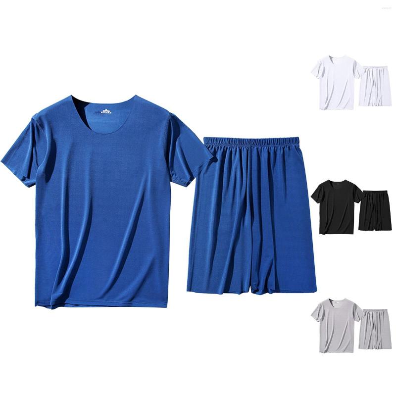 

Men's Sleepwear Pajamas Mens Short Sleeved Solid Casual Wearable Housewear Suit, Grey