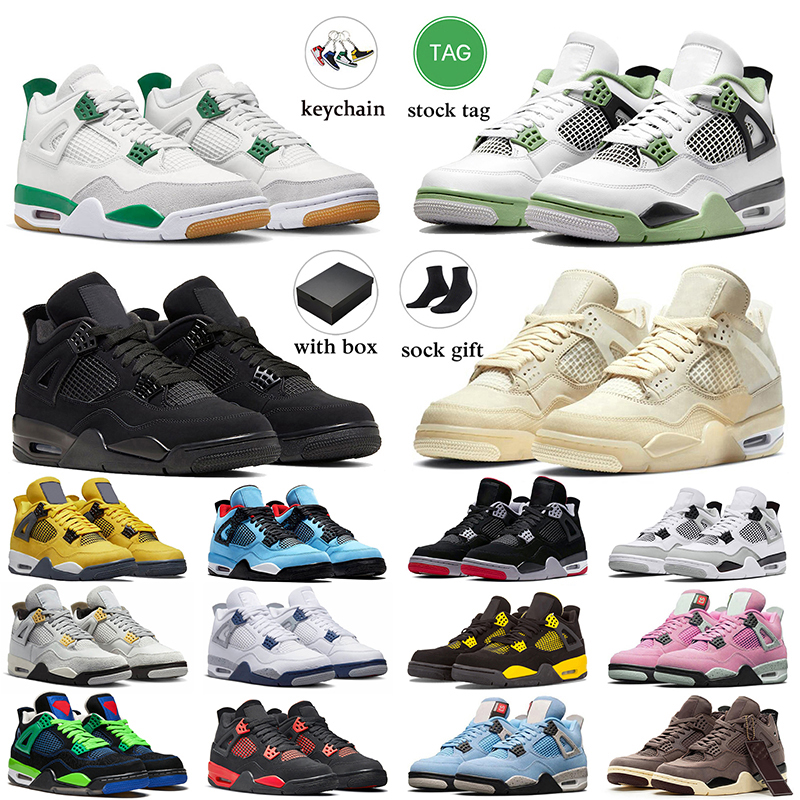 

2023 Jumpman 4 Basketball Shoes Pine Green 4s Seafoam Black Cat Sail Photon Dust Navy Thunder Oreo Military Bred Sneakers University Blue Women Mens Trainers, B19 white oreo 36-47