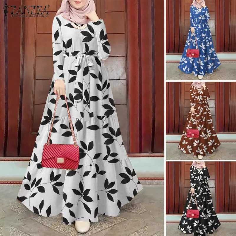 

Women' dress Polka dot printed robe long dress Islamic Muslim clothing, Royal blue