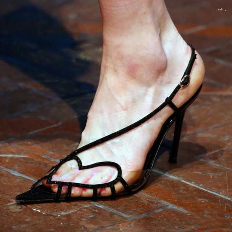 

Dress Shoes 2023 Summer Women Sandals Black Sexy Thin Heels Modern Love Transparent Pointed High Heel Pumps Sandalia Feminina