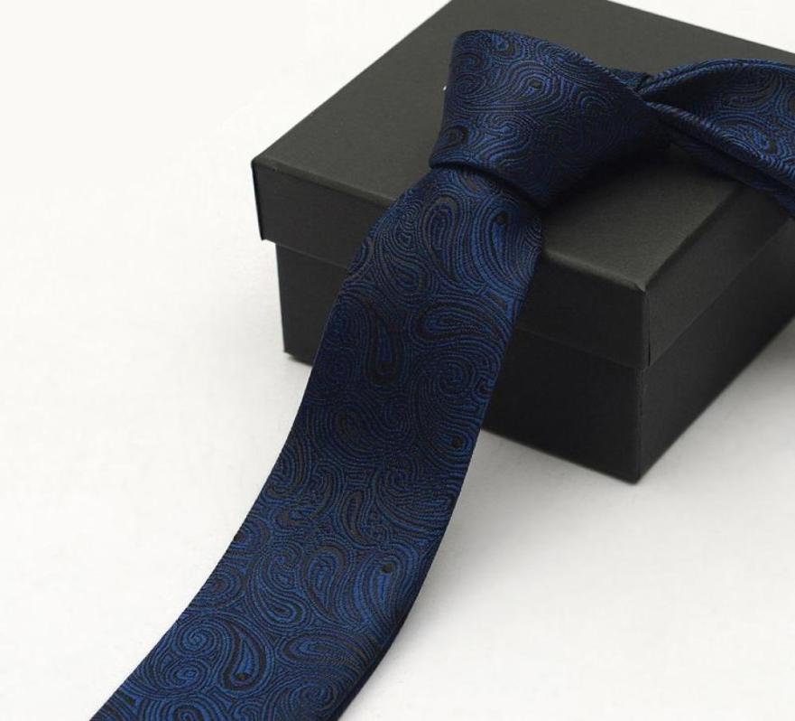

Bow Ties Men39s Jacquard Woven Blue Paisley Fashion 5CM Slim For Men Business Casual Skinny Bars Gravata Cravates With Gift Box1573140
