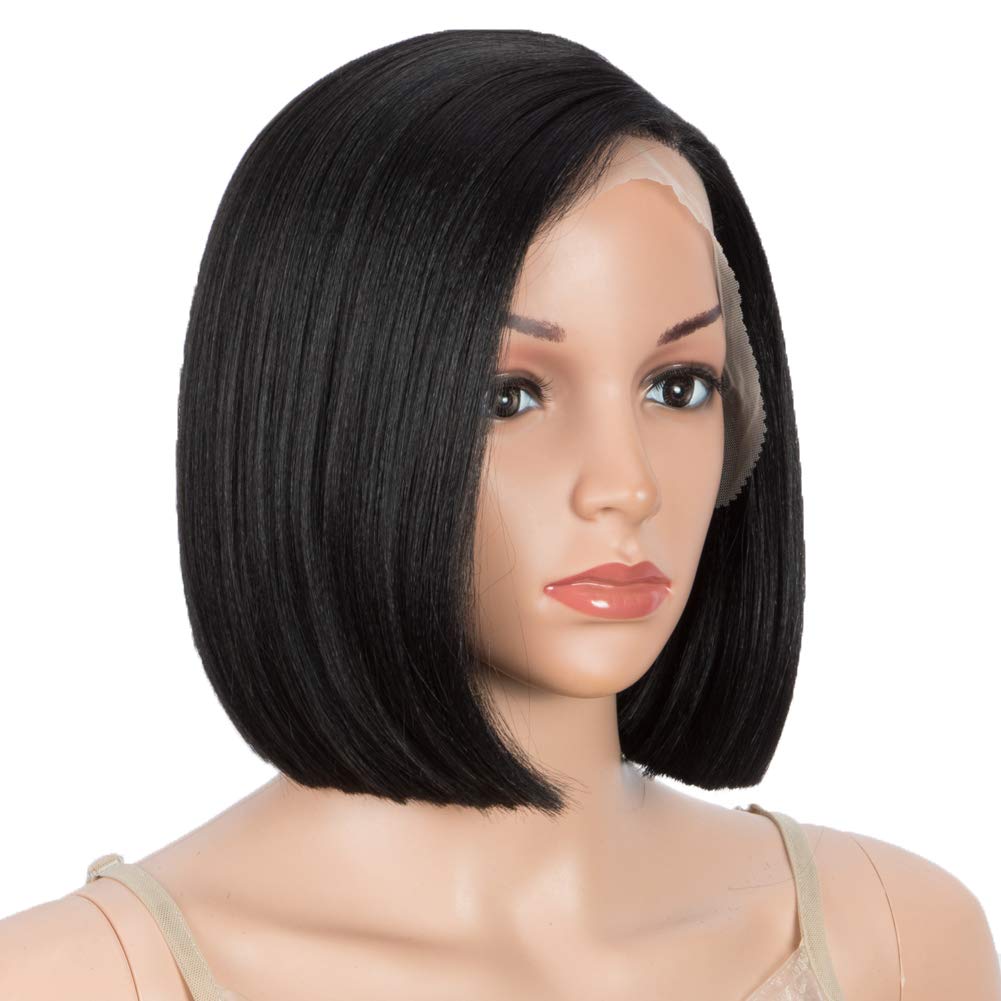 

Lace Front Bob Wigs for Black Women Hair Natural Straight Lace Heat Half Hand, Natural color