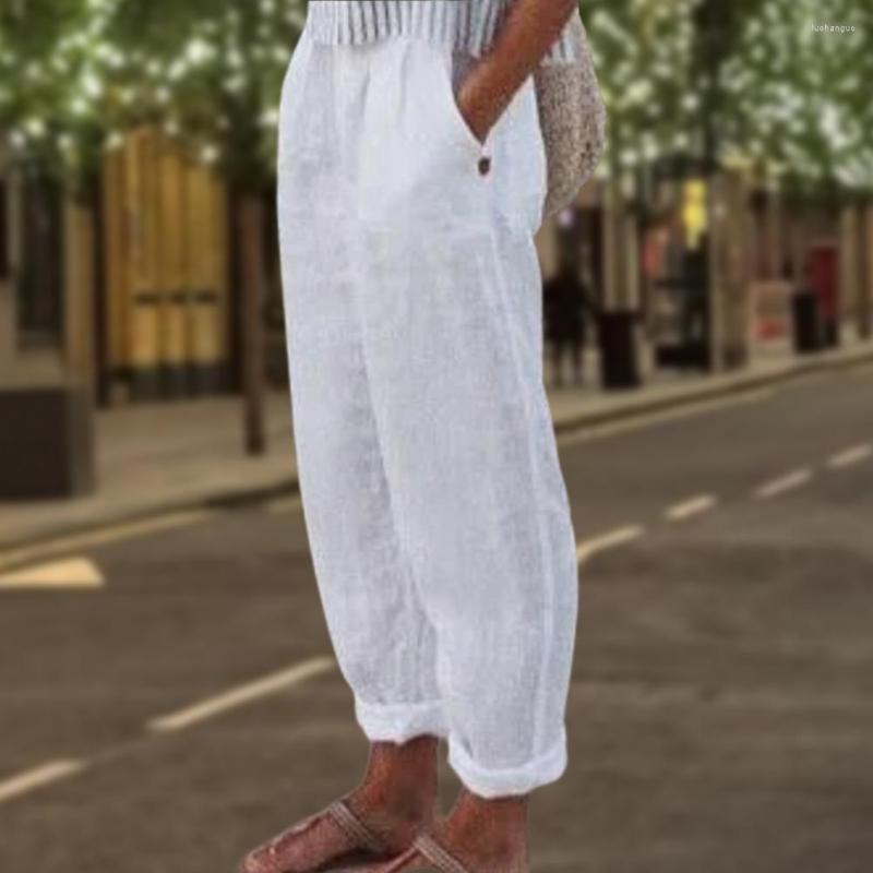 

Women's Pants Casual Baggy Temperament Women Trousers Pure Colors High Waisted Elegant Elastic Waist, Khaki