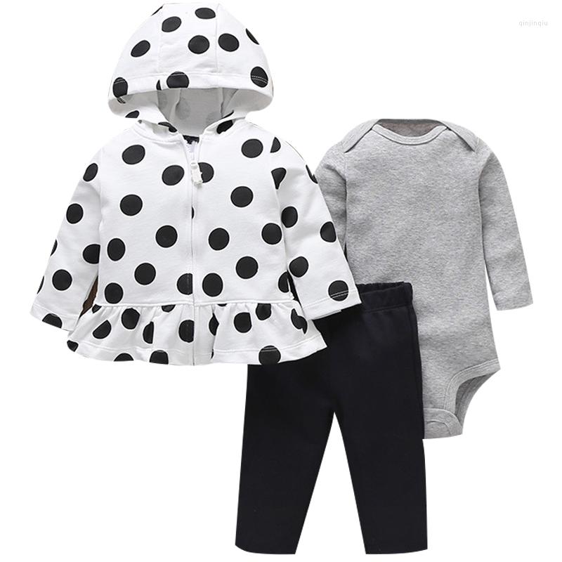 

Clothing Sets 3Piece Spring Fall Born Baby Boy Girl Clothes Cartoon Cute Casual Hooded Coat Jacket Bodysuit Pants Infant Set BC367