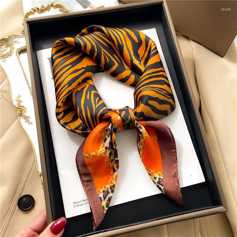 

Scarves 70cm Square For Lady Luxury Women Silk Scarf Fashion Print Neckerchief Satin Hair Ribbons Bandana Foulard Shawl 2023