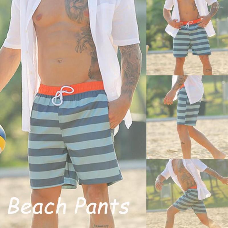 

Underpants Men Beach Swimwear Striped Swimming Pants For Polyester Quick Dry Surfing Running Shorts W0329, Blue
