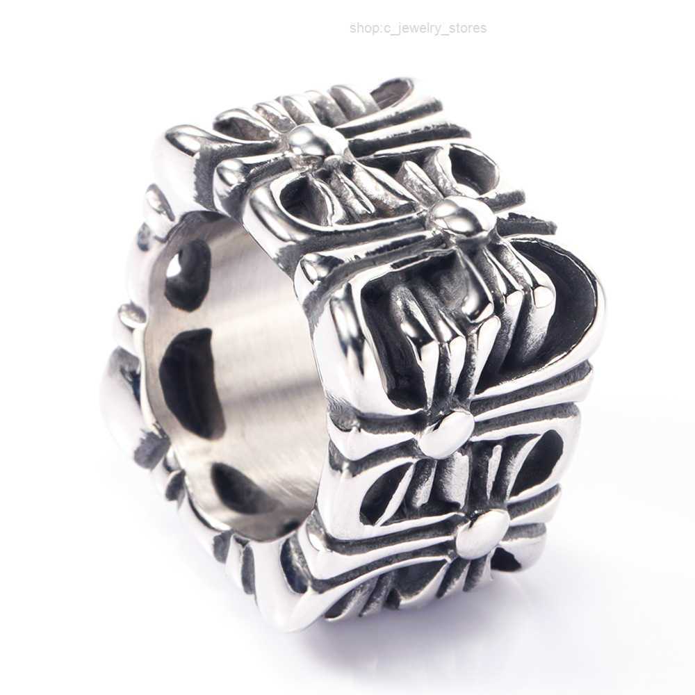 S925 Argent Bande Anneaux Ch Marque Anneau Coeur Croix De Mode Fleur Hommes Chromes Designer Hommes Femmes Doigt Bijoux Amant Gifts2 SWU9