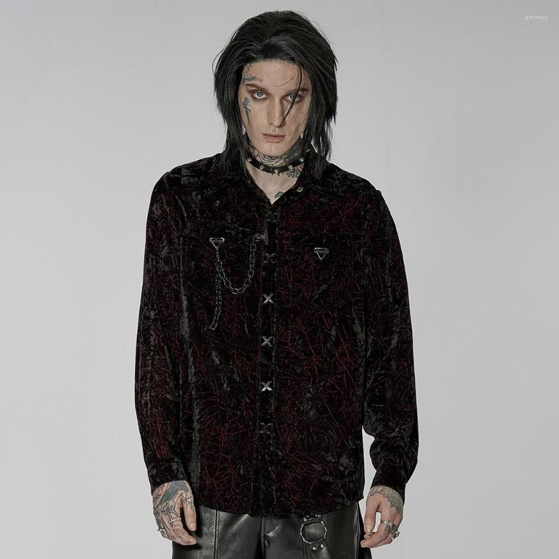 

Men's Dress Shirts PUNKRAVE Shirt Gothic Daily Fashion Personality Non-elastic Velvet Long Sleeve Blouses, Black