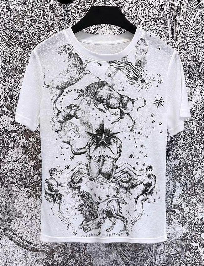

Women' T Shirts Cotton Brand Floral Animal Print Luxury Women Tees, Picture show