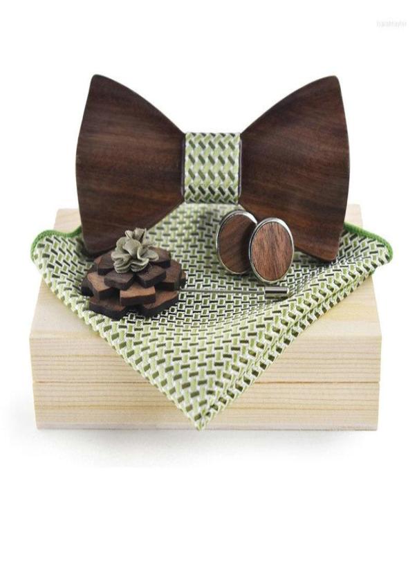 

Bow Ties Men Wedding Wood Neck Tie Flower Pin Brooches 3D Carved Set Wooden Box Cufflinks Bowtie Plaid Handkerchief Pocket Square7598439