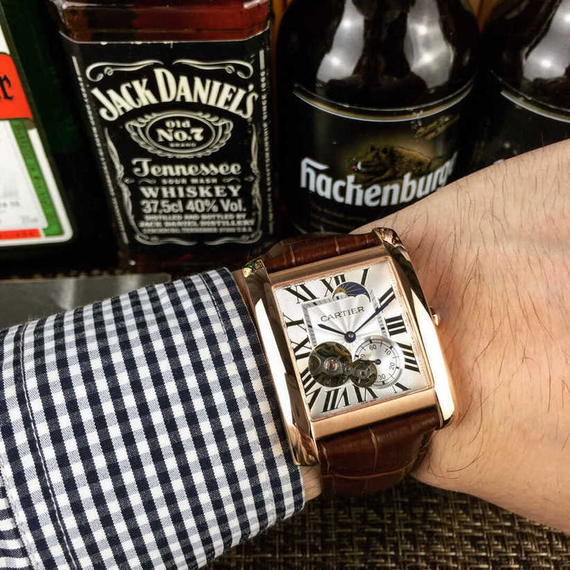 

luxury panthere watch for men santos wristwatches 3GBZ high quality t size 36mm sapphire mirror imported cowhide strap, Split