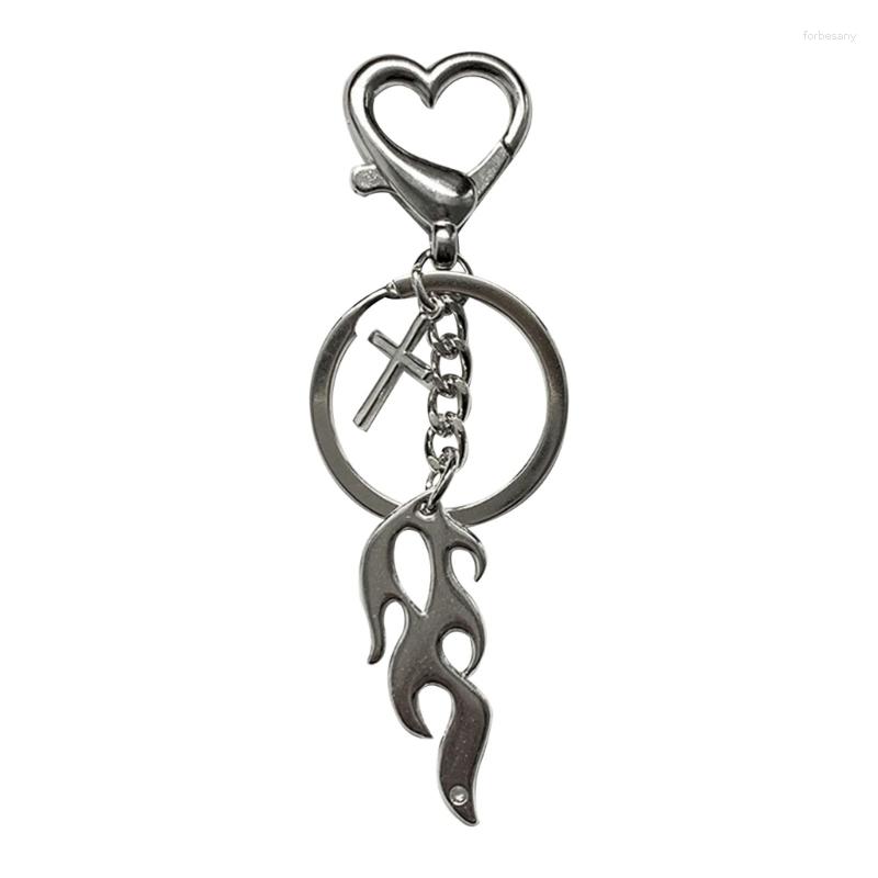 

Keychains F19D Vintage Flame Pendant Keychain Heart Keyring Purse Bag Decorations