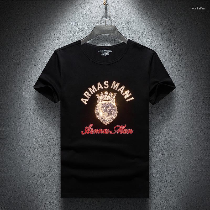 

Men's T Shirts Laser Short Sleeve Shirt Men's Loose Oversized Bottom Summer Round Collar Sequined Drop, Black